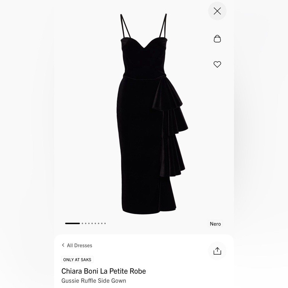 chiara boni la petite gussie ruffle - black velvet - size 48
